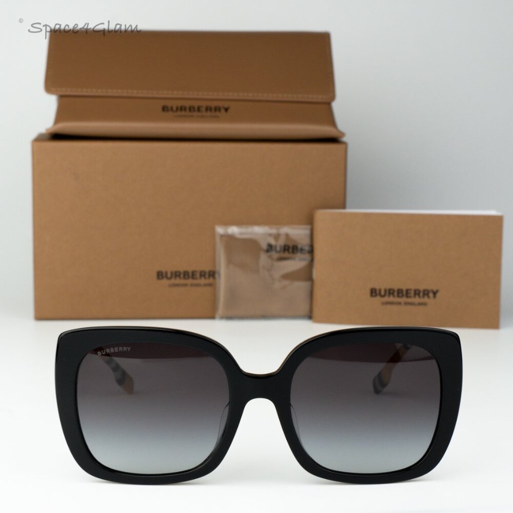 Burberry Women Sunglasses Black Grey Gradient Square BE4323F 38538G BRAND NEW - Picture 3 of 12